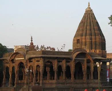 Carved Rajasthani Sandstone Chhatris and Memorial Cenotaph Pavilions
