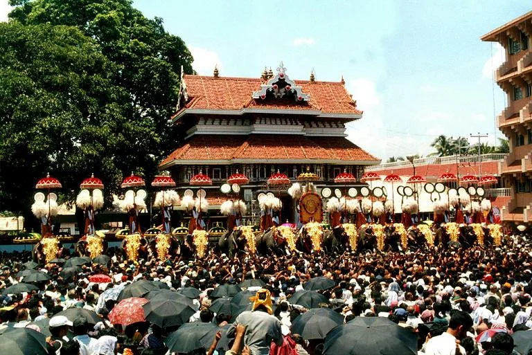 Traditional Wooden Kerala Temple Sanctum and Gopuram