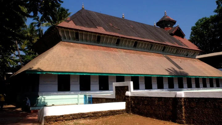 Odathil Palli Wooden Temple-Style Facade and Golden Domes in Thalassery