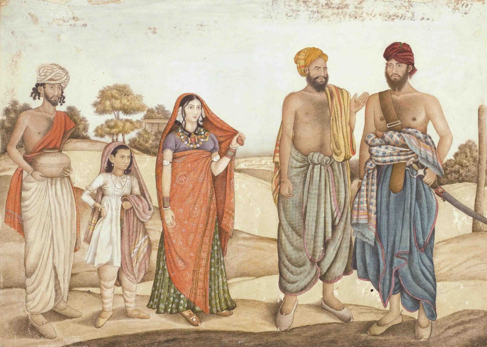 Painting of villagers at Rania (located in modern-day Haryana), circa 1816