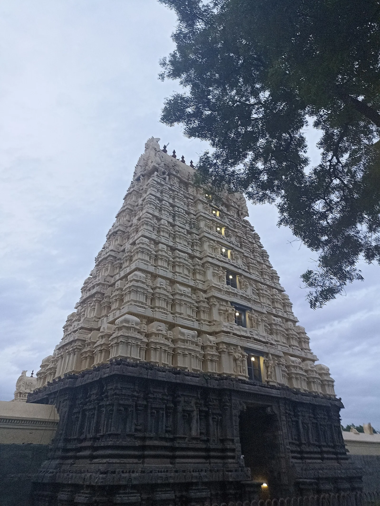 Dravidian Temple Towers and Gopuram Architecture in Vellore