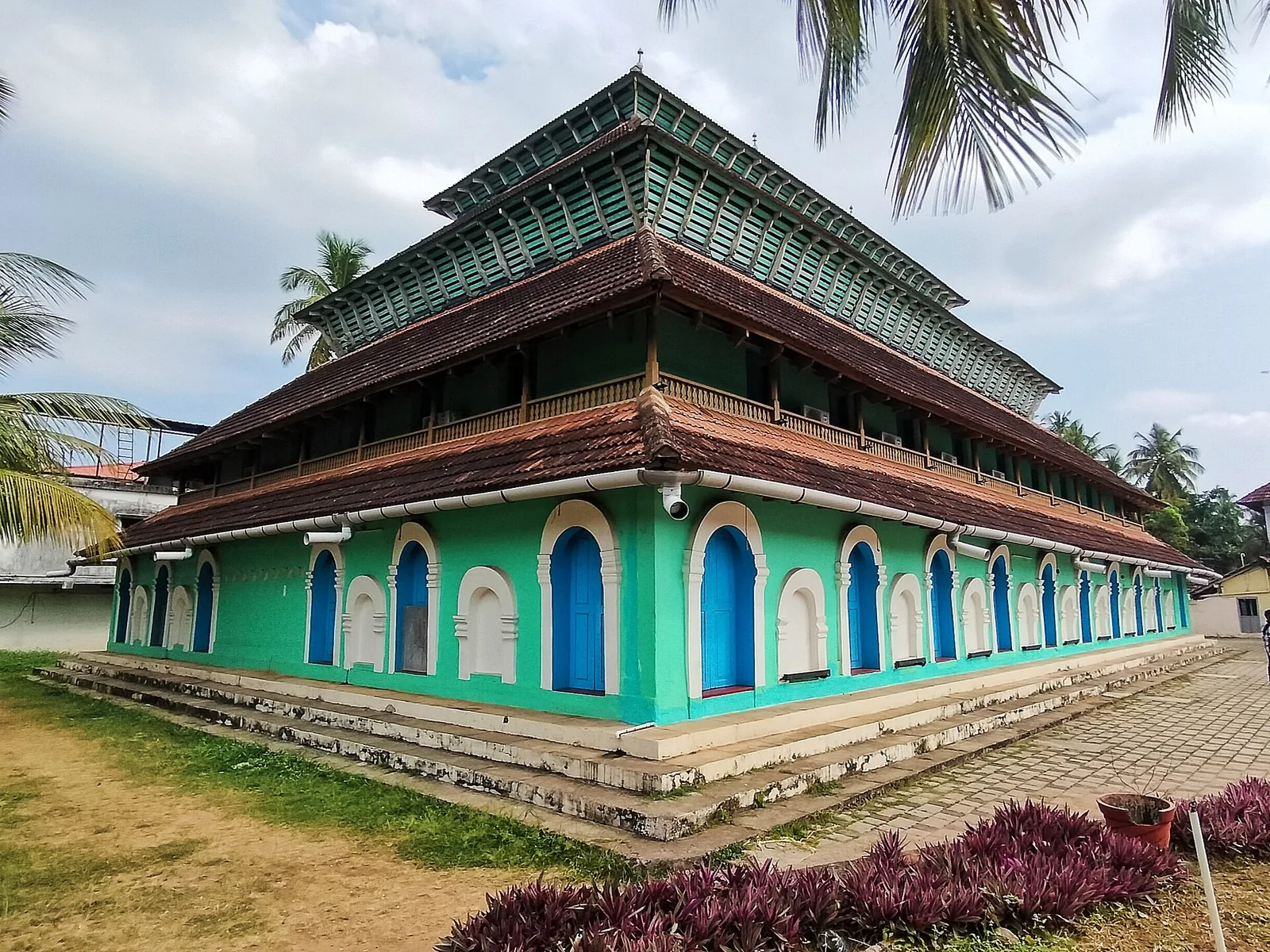 Historic Traditional Kerala Timber Mosque Architecture and Gabled Roofs